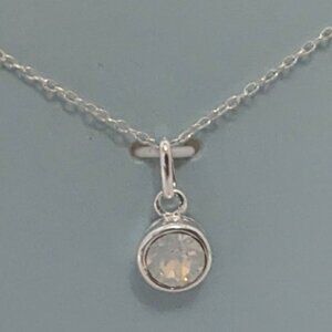 Itsybitsy Sterling Silver NECKLACE W/ Genuine Crystal Opal-like/Oct. B-D Pendant